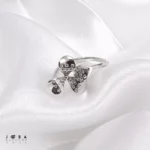 انگشتر مینیمال گل نقره ای ژوپینگ - Image 3