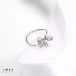 انگشتر مینیمال گل نقره ای ژوپینگ کد 1010811207