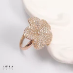 انگشتر زنانه گل پرنگین طلایی ژوپینگ