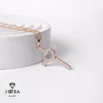 آویز صلیب قلب نگینی طلایی ژوپینگ