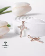 آویز صلیب قلب نگینی طلایی ژوپینگ - تصویر 2