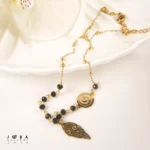 گردنبند مشکی طلایی پر ژوپینگ