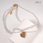 گردنبند دولاین مرواریدی مدال قلب ژوپینگ