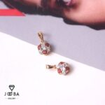 آویز گل طلایی نگین قرمز ژوپینگ