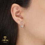 گوشواره چشم نگین نقره ای ژوپینگ