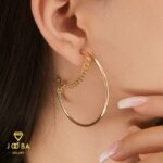 گوشواره میخی حلقه زنجیردار ژوپینگ