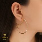 گوشواره میخی حلقه زنجیردار ژوپینگ - تصویر 2