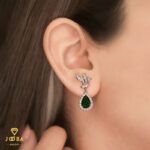 گوشواره سوارسکی گلبرگ سبز ژوپینگ - تصویر 2