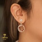 گوشواره سوارسکی گرد نگین قرمز ژوپینگ