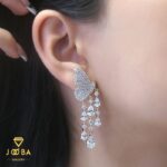 گوشواره پروانه ریش ریشی سفید ژوپینگ