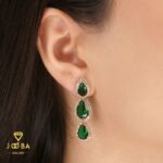 گوشواره سوارسکی اشک سبز ژوپینگ
