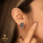 گوشواره سوارسکی نگین آبی ژوپینگ - تصویر 2