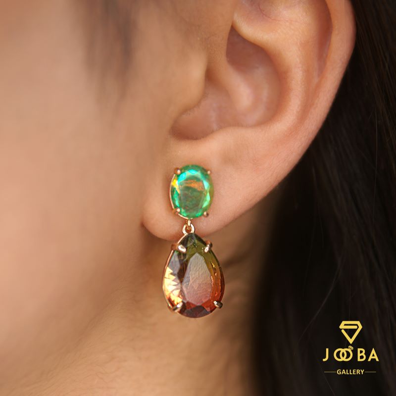10958407.jpg گوشواره سوارسکی اشک هفت رنگ ژوپینگ - Image 1