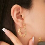 گوشواره سه حلقه پیچ طلایی ژوپینگ