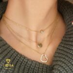 گردنبند سه لاین قلب و نگین آویز ژوپینگ