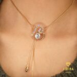 گردنبند کرواتی قلب نگین صورتی ژوپینگ