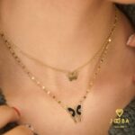 گردنبند دولاین پروانه مینیمال مشکی ژوپینگ