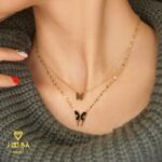 گردنبند دولاین پروانه مینیمال مشکی ژوپینگ - تصویر 2