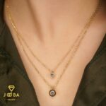 گردنبند دولاین تک نگین طلایی ژوپینگ