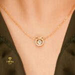 گردنبند گرد نگینی آویز طلایی ژوپینگ