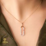 آویز بیضی نگین دار طلایی ژوپینگ