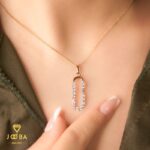 آویز بیضی نگین دار طلایی ژوپینگ - تصویر 2