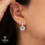 گوشواره گل دو رنگ ژوپینگ - تصویر 2