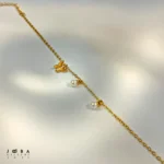 دستبند پروانه مرواریدی طلایی ژوپینگ