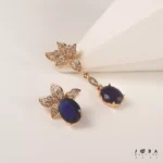گوشواره نگین دار سوارسکی رنگ آبی - تصویر 2