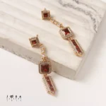 گوشواره سوارسکی قجری نگین قرمز ژوپینگ