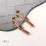 گوشواره سوارسکی قجری نگین قرمز ژوپینگ - تصویر 2