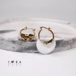 گوشواره حلقه ای  سنگ سفید ژوپینگ