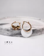 گوشواره حلقه ای  سنگ سفید ژوپینگ