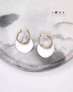گوشواره حلقه ای  سنگ سفید ژوپینگ - تصویر 2