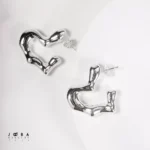گوشواره نقره ای طرح قلب ژوپینگ
