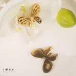 گوشواره میخی پروانه دوبل طلایی ژوپینگ - تصویر 3