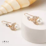 گوشواره میخی برگ مروارید دار ژوپینگ - تصویر 2