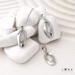 نیم ست نقره ای ژوپینگ بیضی