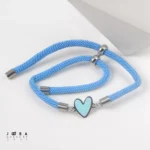 دستبند نخی قلب آبی ژوپینگ