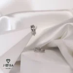 گوشواره مینیمال نقره ای تک ردیف نگین ژوپینگ - تصویر 2