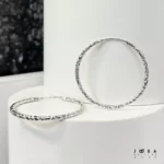 گوشواره حلقه ای نقره ای تراشه ژوپینگ