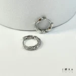 گوشواره حلقه ای نگیندار نقره ای ژوپینگ - Image 3