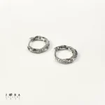 گوشواره حلقه ای نگیندار نقره ای ژوپینگ