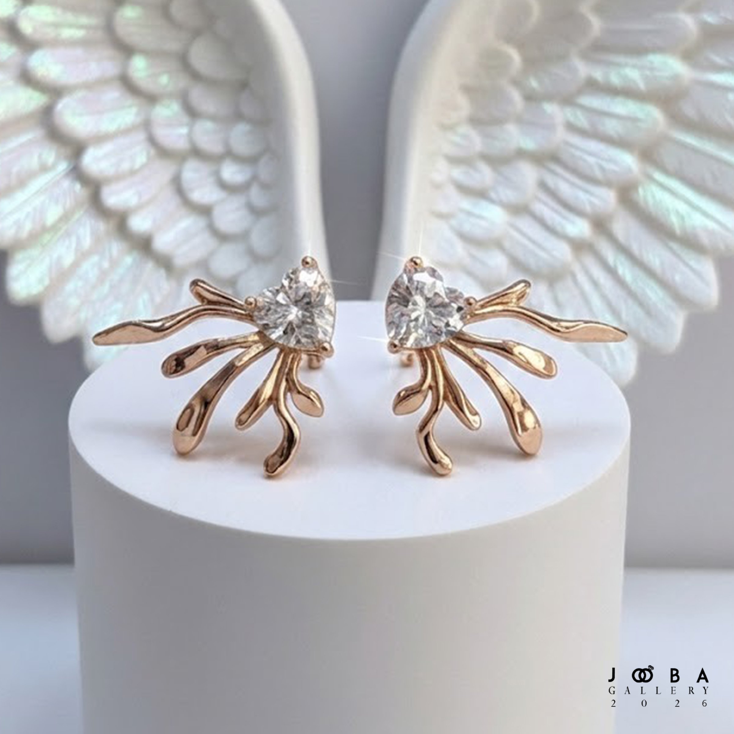 318070215-3.jpg گوشواره طرح قلب شاخه ای ژوپینگ - Image 1