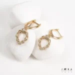گوشواره حلقه ای نگینی طلایی ژوپینگ